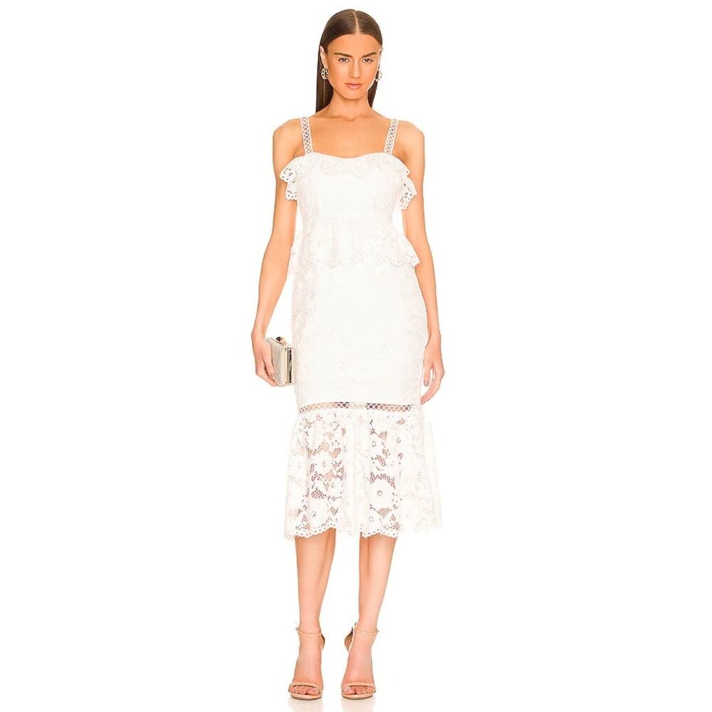 Likely Leigh White Lace Sleeveless Midi Dress Size 4 NWT